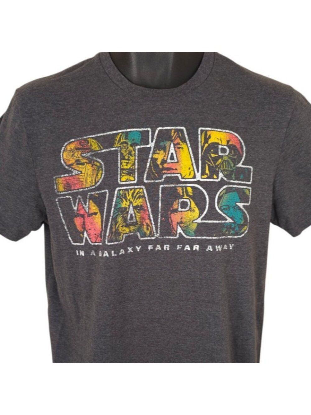 Star Wars T Shirt Mens Size Medium Gray In A Galaxy Far Far Away Rainbow